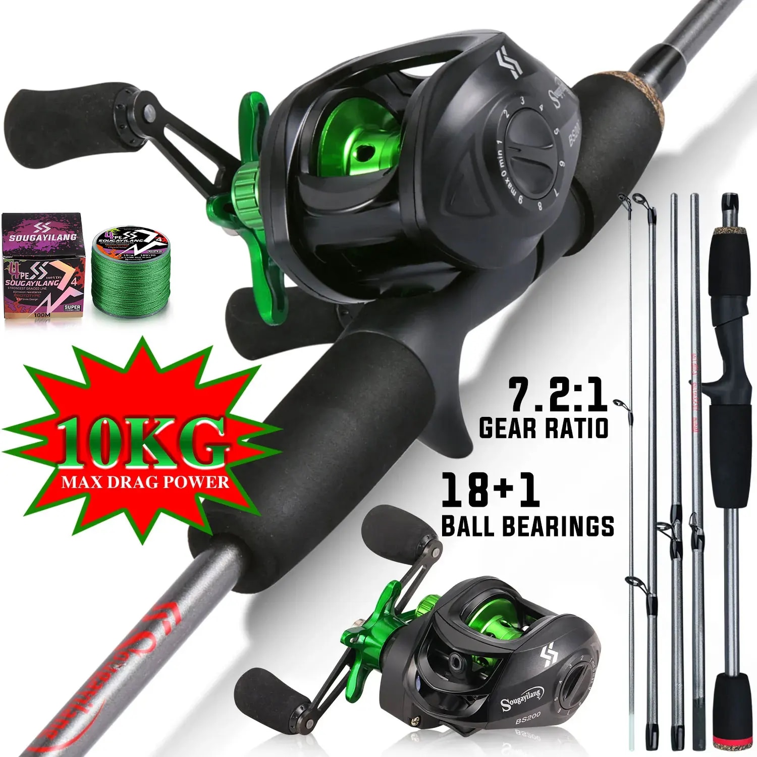 Fishing Rod Combo - Sougayilang Fishing Rod Combo 1.7m Carbon