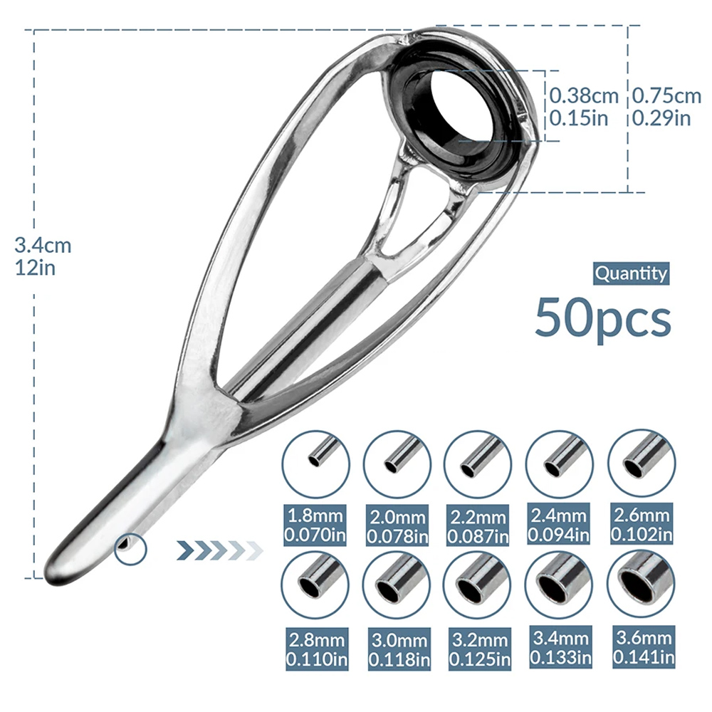 Fishing Rod Guide Replacement - THKFISH 50pcs Fishing Rod Guides Tips