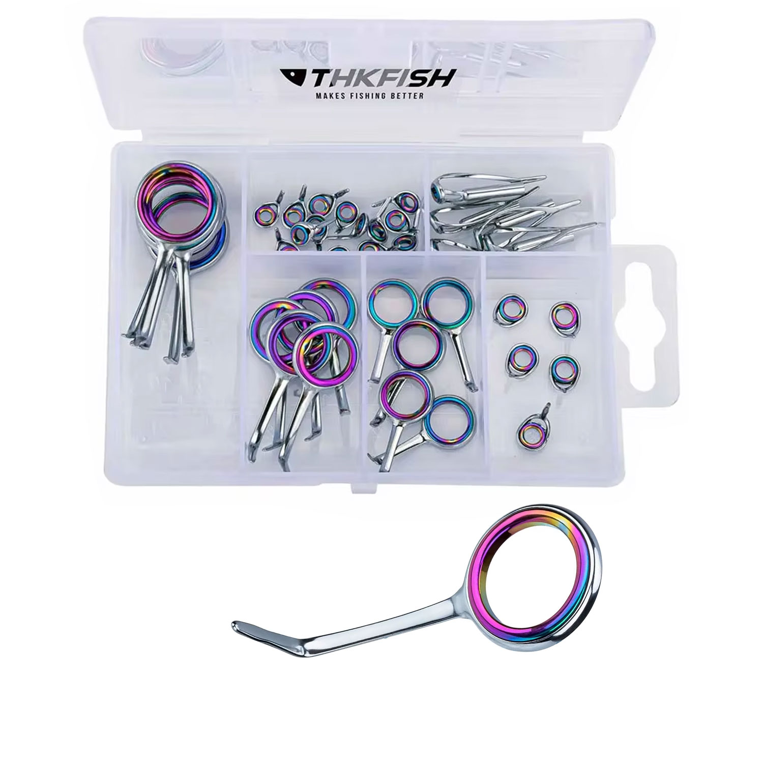 Fishing Rod Guide Replacement - 40pcs Colorful Fishing Rod Guides Ring