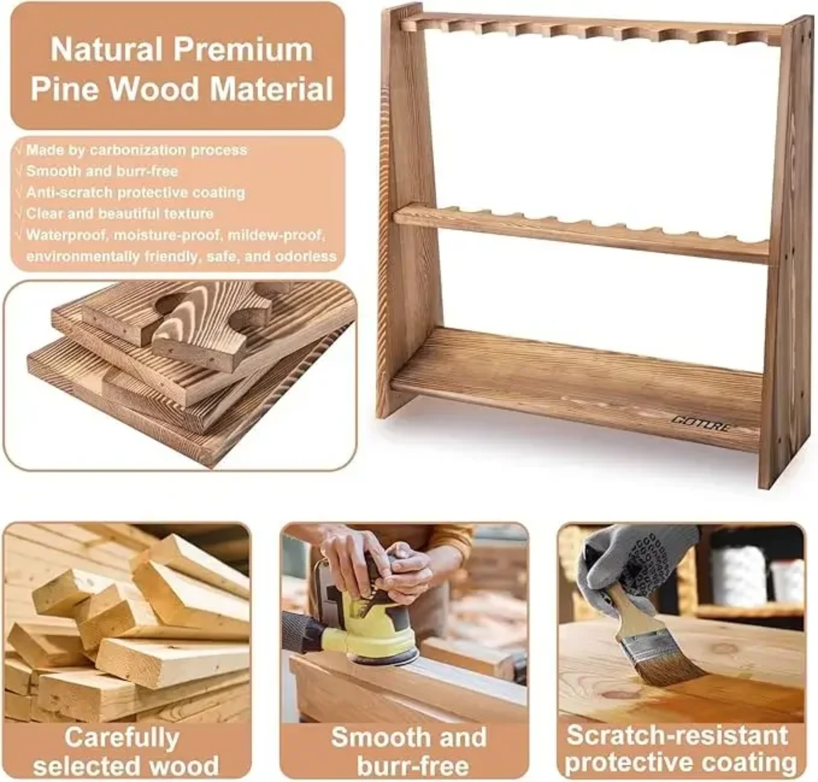 Goture Carbonized Pine Wood Fi - Fishing Rod Rack 评论和价格