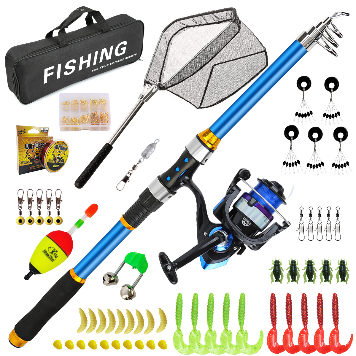 2.1-3.6M Telescopic Glass Fibe - Fishing Rod Combo 评论和价格